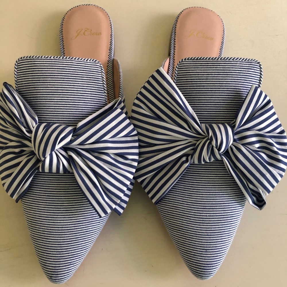 JCrew pointed-toe bow slides never worn!
